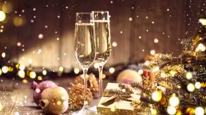 Champagne glasses on a New Year's Table