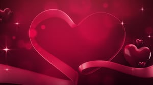 Image of a ribbon shaped into a heart with sparkling background.