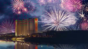 image of fireworks over Grand Bay at GSR